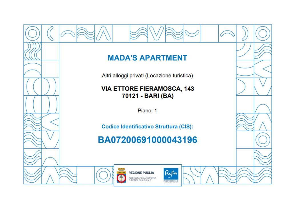 Mada'S Apartment Deluxe Bari Eksteriør bilde